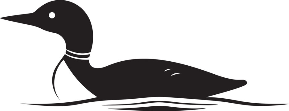 Duck or loon silhouette vector art, Duck or loon vector icon design, Vector illustration of Duck or loon