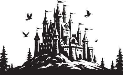 Obraz premium Medieval Castle Silhouette Set
