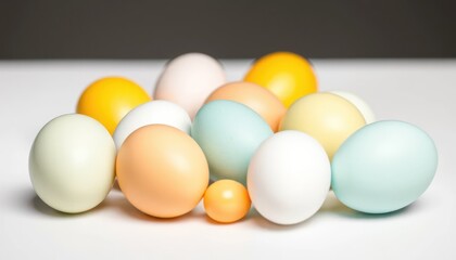 Colorful Eggs on White Background: A Vibrant Display of Easter and Freshness