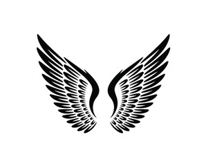 Fototapeta premium Modern Minimalist Angel Wings – Intricate Symmetrical Feather Vector in Black and White