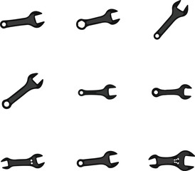 Collection of cartoon wrenches vector illustration ready for repair and construction designs
