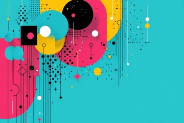 Minimalistic modern art with rainbow colors and geometric designs