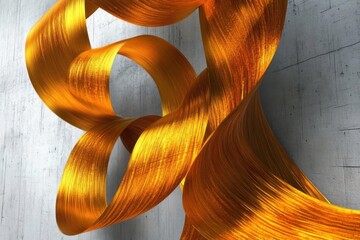 Golden ribbon against textured surface for modern art design