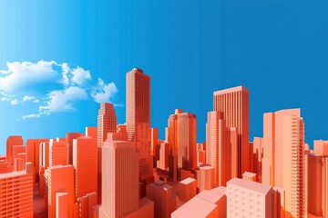 Futuristic minimalistic cityscape with holographic effect
