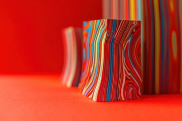 Minimalistic colorful abstract art with vibrant stripes design for modern decor
