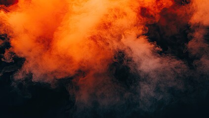 Fiery orange and smoky clouds against a black backdrop