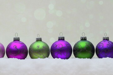 Colorful christmas ornaments in a minimalistic holiday display