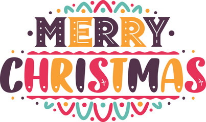 Naklejka premium Festive merry christmas typography design for apparel featuring classic holiday colors and bold lettering