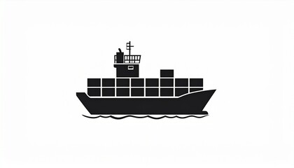 Obraz premium Cargo Ship Silhouette, Minimal Vector