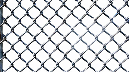 Fototapeta premium metal mesh chain link fence texture Isolated on a white background, backdrop