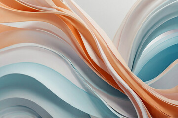 Fototapeta premium Flowing ribbons of peach and aqua abstract