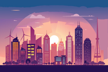 Naklejka premium Awe-inspiring City Skyline Lit Energy Glowing Lines Unique Perspective Capture Bold Striking Visual Impact Ideal for Editorial Content Creation Corporate Communication Asset Premium Creative Asset