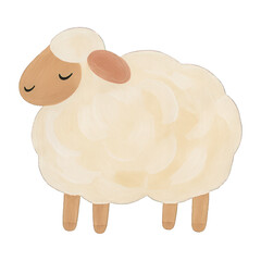 Obraz premium PNG Cute fluffy sheep illustration