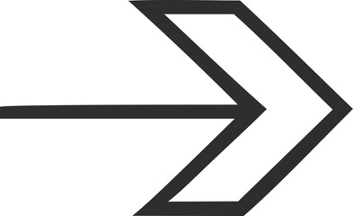 Directional Arrow: A minimalist representation of a right-pointing arrow, its sharp design conveys a sense of direction and purpose, perfect for symbolizing forward motion, guidance.
