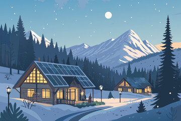 Phenomenal Electric Powered Mountain Resort Winter Vecto Editorial Quality Content Serene Peaceful Atmosphere Perfect for Print Publication Design Commercial Ready Professional Content Creative Asset