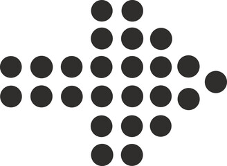 Directional Guidance: A minimalist illustration of a right-pointing arrow, artfully constructed from a cluster of simple, black circles. conveys clarity and direction.