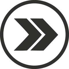 Advancing Forward: A graphic symbol of a forward arrow in a circle. Representing progress, direction, and movement in a clear, modern, and universally understood design.