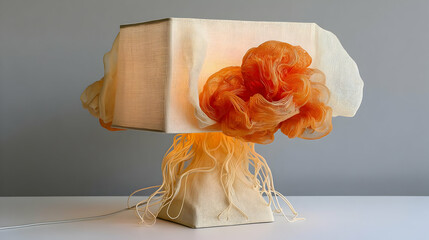 shaped like a tree with glowing branches and translucent roots spreading light