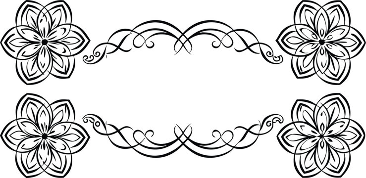 Abstract floral vector frame with decorative swirls and vintage ornament design