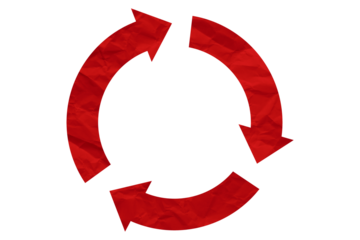 Red recycle symbol paper isolated on transparent background