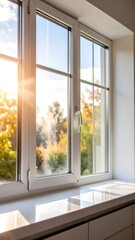 Sunlight streams through a white window