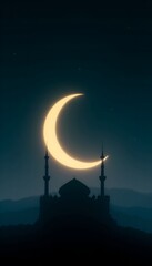 Islamic Crescent Night &ndash; AMOLED Mobile Background
