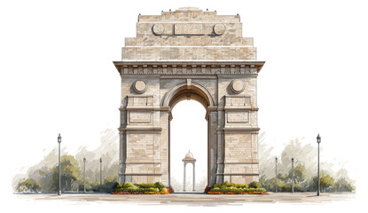 Fototapeta premium India gate monument with the Indian flag
