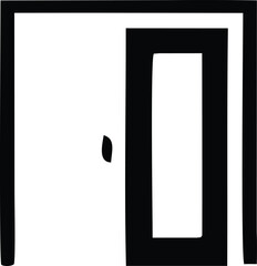 Minimalist Door Icon: A clean, monochromatic representation of a partially open door, emphasizing simplicity and geometric design for diverse applications.