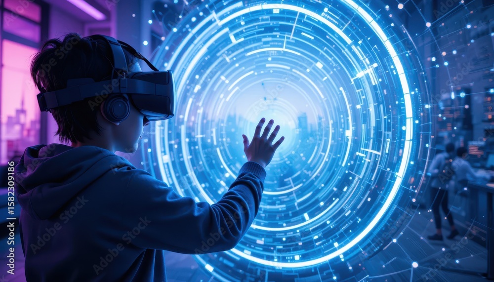 Fototapete immersive virtual reality experience with interactive digital interface