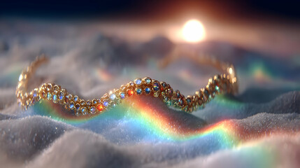 object with jewel-like nodes emitting pulsating color waves