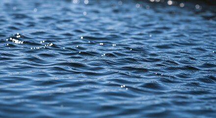 Calm Blue Water Surface with Gentle Ripples and Sparkling Highlights
