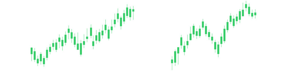Green up candle stick vector, signifying a price increase in financial markets. Ideal for stock charts, forex trading, or cryptocurrency analysis indicating bullish trends and gains.