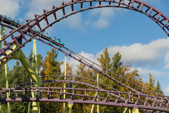Roller coaster rails on attraction in a children's park