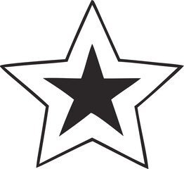 Black Star Icon: A bold, graphic black star icon, its stark simplicity and striking outline stand out, symbolizing a core concept.