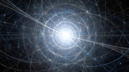 orb with swirling energy patterns and soft glowing lines in a dark abstract space