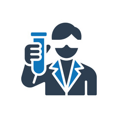 Scientist Holding Test Tube Icon Isolated On White Background