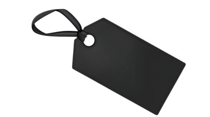 Stylish Black Tag Isolated on Transparent Background