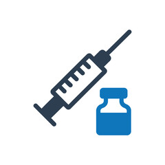 Syringe and Bottle Icon Isolated On White Background