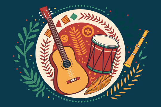 Exquisite Traditional Instruments Guitar Drum Flute Arr Artistic Expression Excellence Calm Tranquil Harmony Ideal for Advertising Campaign Materials Contemporary Lifestyle Photography Excellence Crea