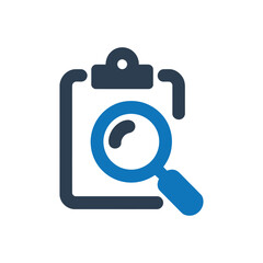 Clipboard with magnifying glass Icon Isolated On White Background