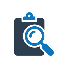 Clipboard with magnifying glass Icon Isolated On White Background
