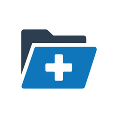 Medical File with Cross Icon Isolated On White Background