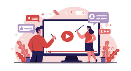 Team collaboration and online communication for interactive video presentations