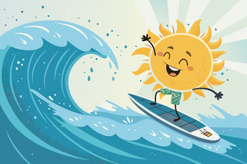 Marvelous Happy Sun Riding Solar Panel Surfboar Expert Photography Craft Cozy Intimate Setting Great for Content Marketing Strategy Artistic Photography Masterpiece Creation Creative Asset