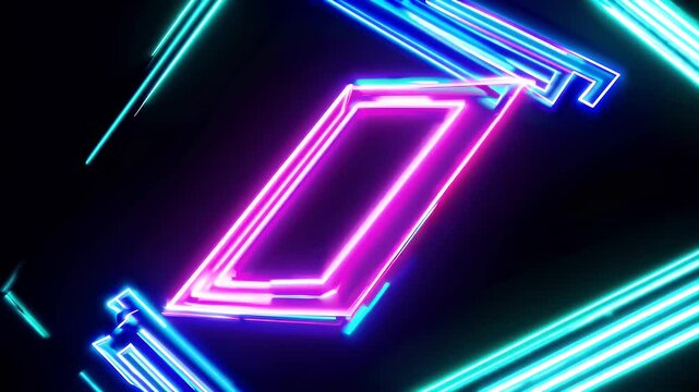 animated neon border in the shape of a glowing pentagon pulses brightly in vivid colors  ideal for retro disco party themes  club signage  or energetic nightlife video overlays
