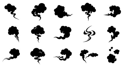 Obraz premium Collection of silhouette smoke elements for design projects