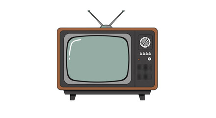 Retro television design with antenna on white background