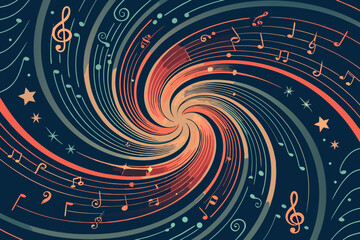 Splendid Sound Vortex Pulling Music Symbols Elegant Presentation Style Bold Striking Visual Impact Perfect for Commercial Marketing Projects Creative Industry Standard Photography Creative Asset