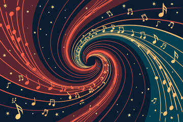 Gorgeous Sound Vortex Pulling Music Symbols High-End Commercial Asset Soft Gentle Expression Great for Website Design Projects Editorial Quality Visual Documentation Creative Asset