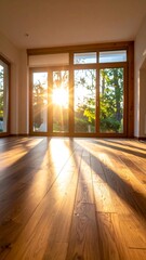 Sunlit room with hardwood floor